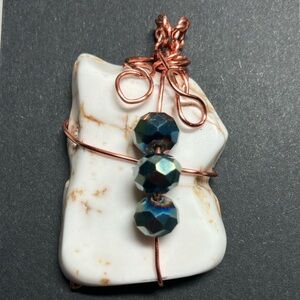 Magnesite Stone and Crystal Wire-Wrapped Pendant
